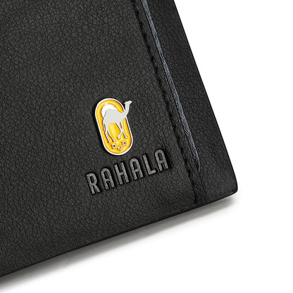 RA105 Genuine Leather Multiple Card Slots Casual Bifold Wallet Black