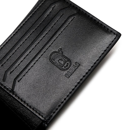 RA105 Genuine Leather Multiple Card Slots Casual Bifold Wallet Black