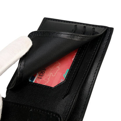 RA105 Genuine Leather Multiple Card Slots Casual Bifold Wallet Black