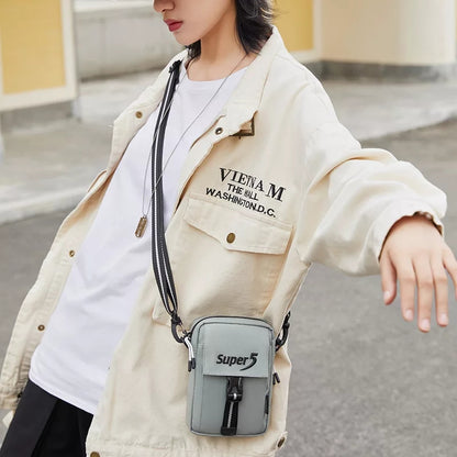 Casual Hip Hop Style Shoulder Waterproof Multifunction Crossbody Bags, Grey