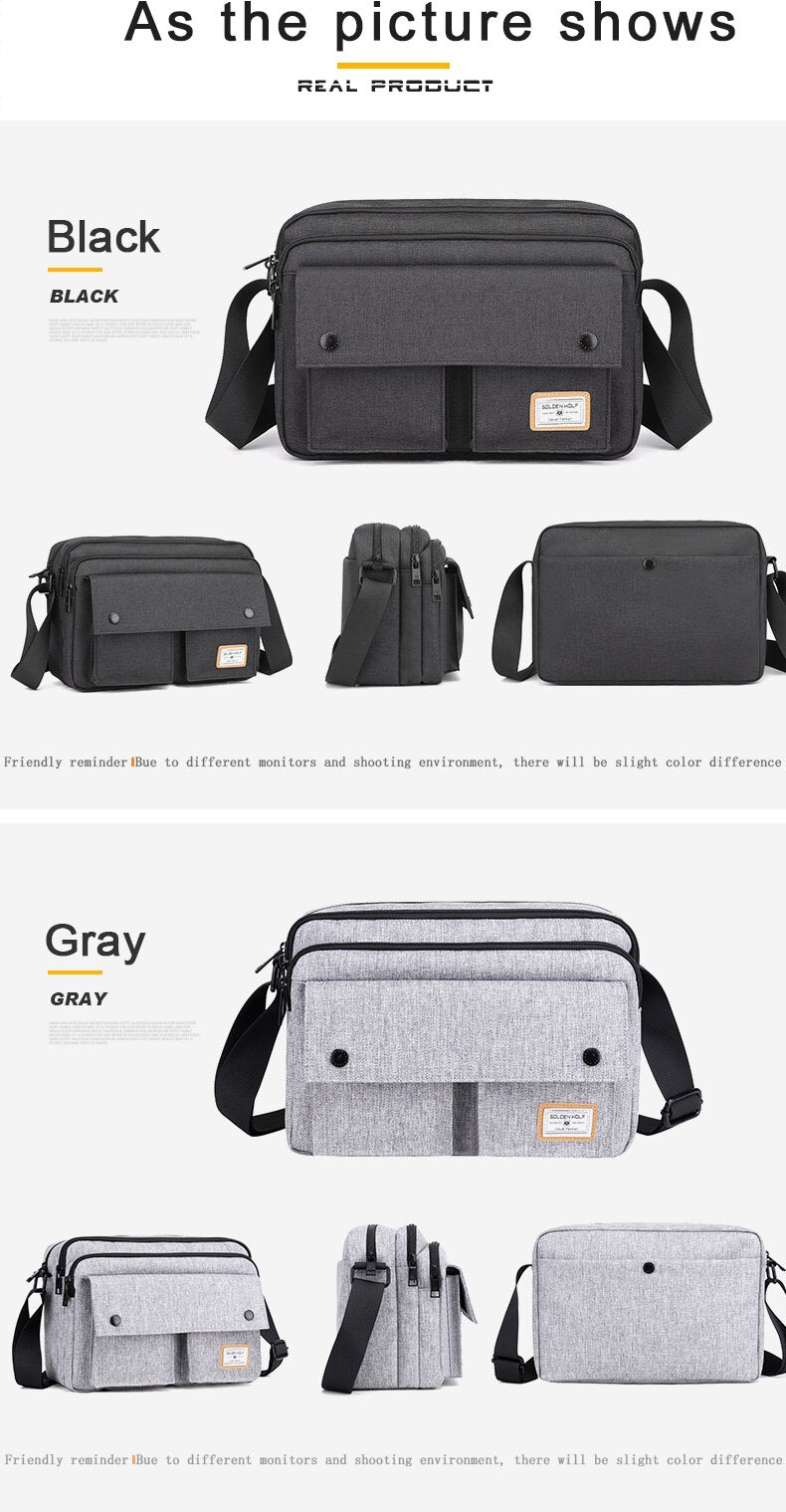 GK0075 9.7-inch Men Casual Shoulder Bags Waterproof Crossbags, Grey