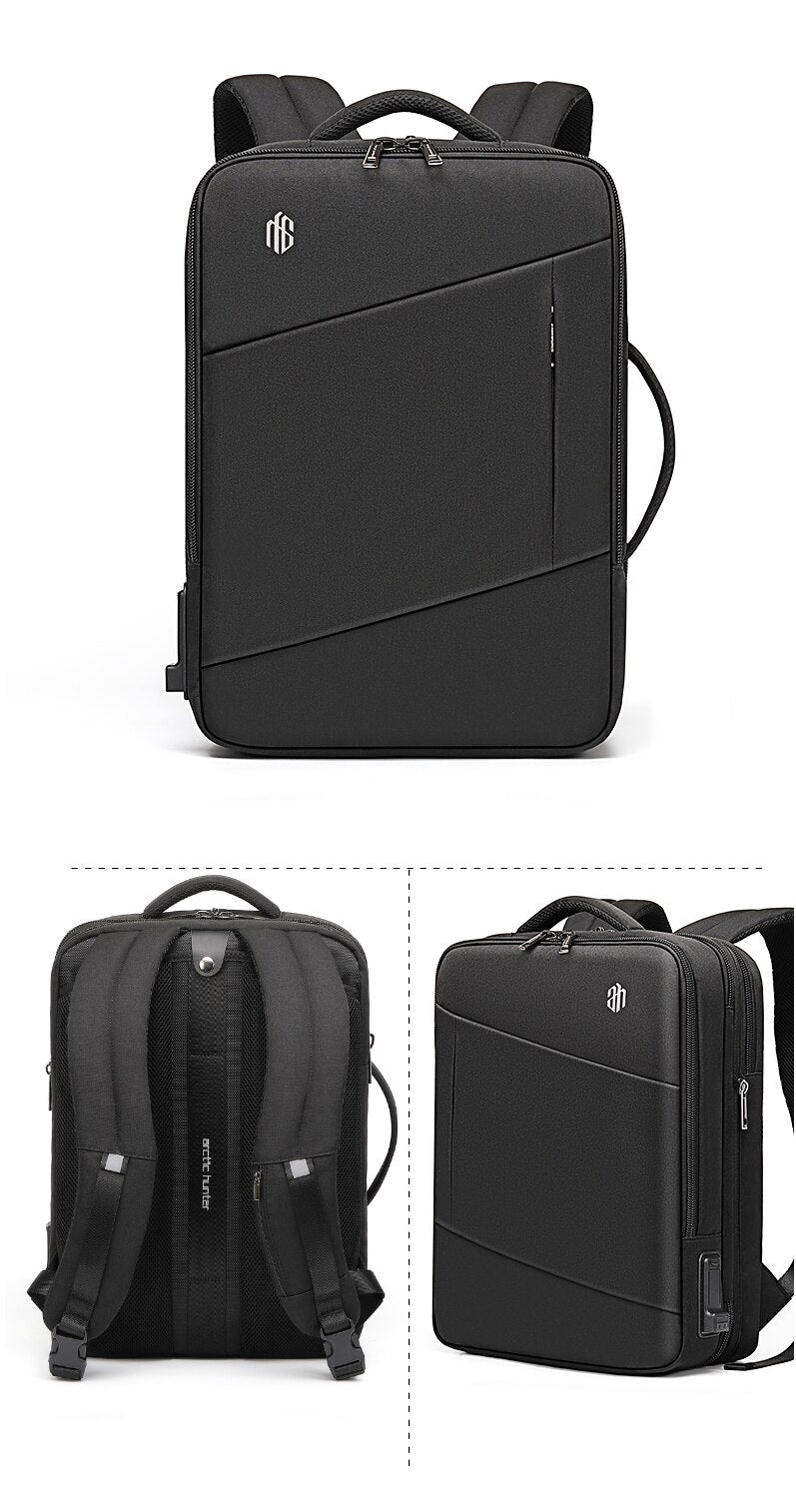 B00345 15.6-inch Business Travel Backpack Laptop Bag With USB Port - Black