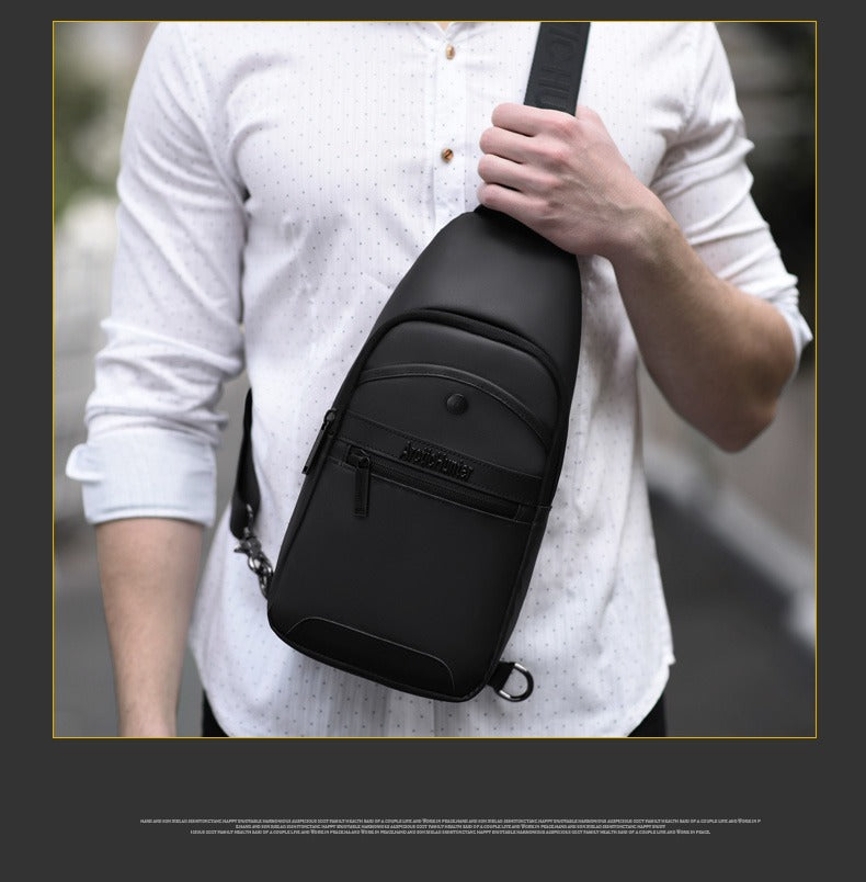 13001 Men Waterproof Chest Bag Shoulder Bag Travel Crossbody - Black