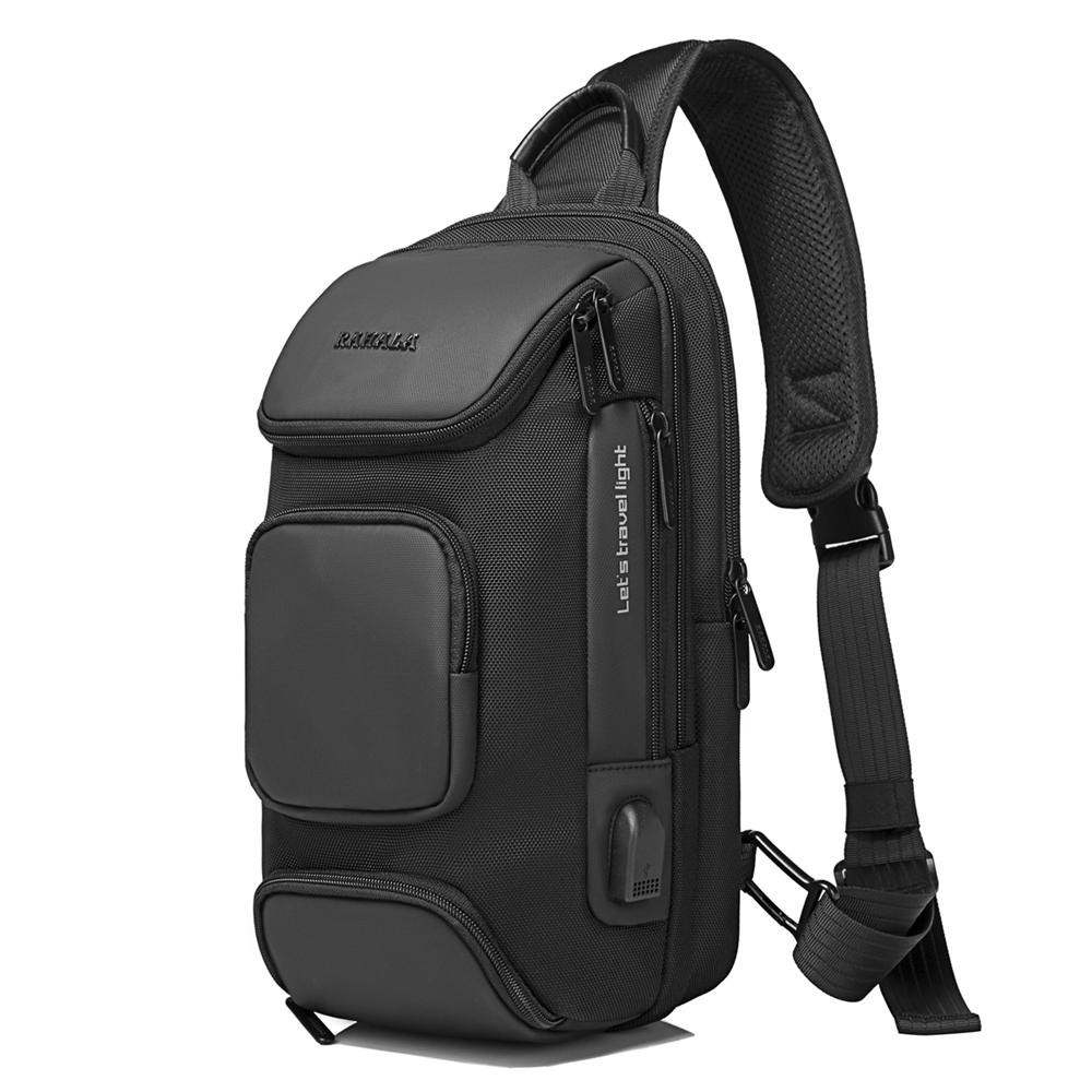 7086 Men Multifunction Waterproof Crossbody Shoulder Backpack, Black