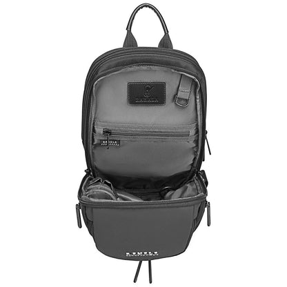 7086 Men Multifunction Waterproof Crossbody Shoulder Backpack, Black