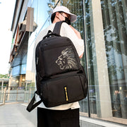 LION Casual Unisex Teenager Student Outdoor Waterproof Backpack, Black