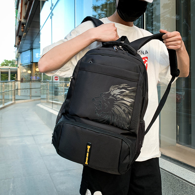 LION Casual Unisex Teenager Student Outdoor Waterproof Backpack, Black