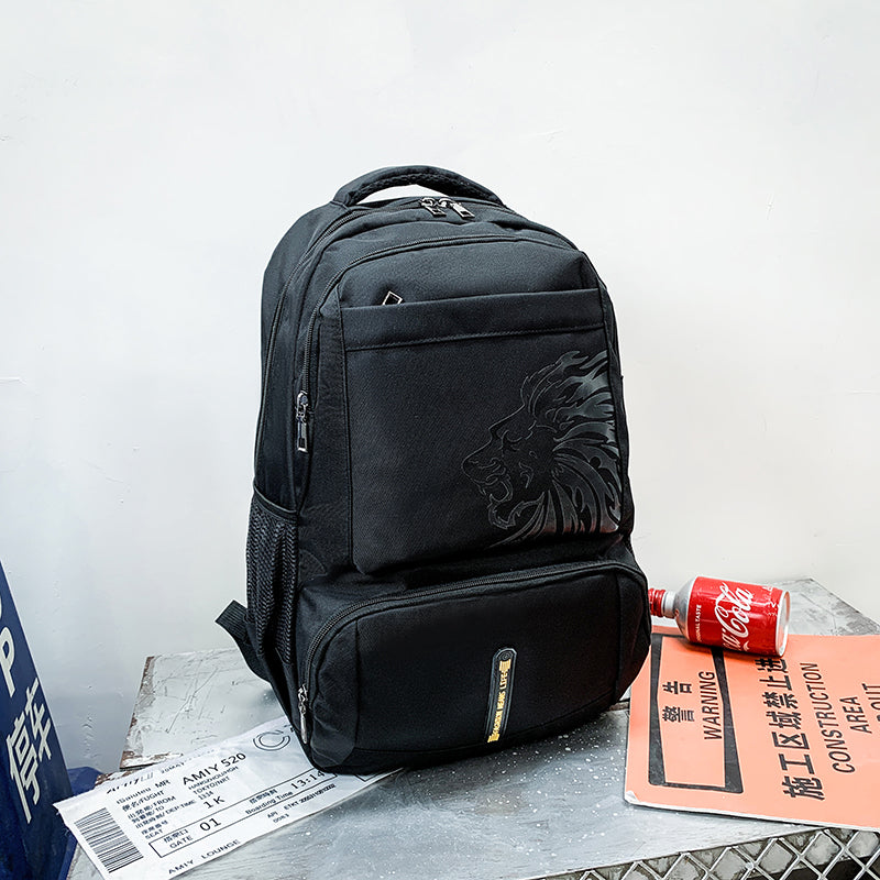 LION Casual Unisex Teenager Student Outdoor Waterproof Backpack, Black