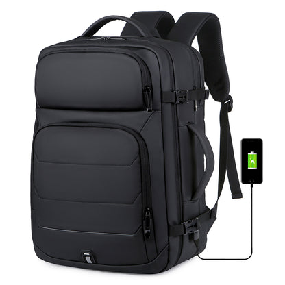 2201 17-Inch 2 Compartment Laptop Travel Waterproof Business With USB Charging, Black