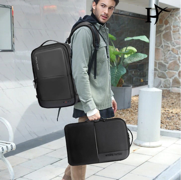 B00382 Men Smart Detachable Design Waterproof Travel 17.3-Inch Laptop Backpack Bag - Black