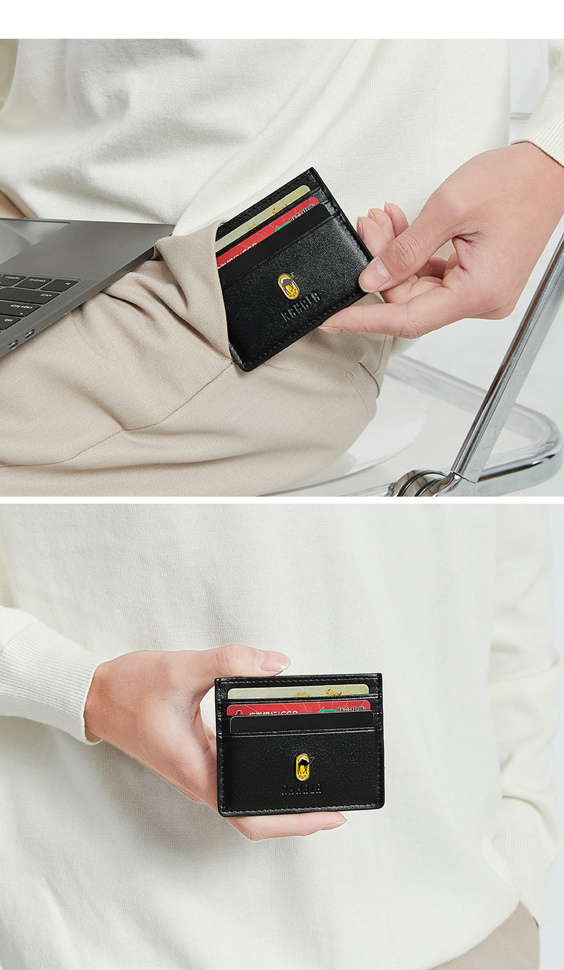 RA109 محفظة جلد مستوردة مناسبه لحمل الكروت والبطاقات ذات جودة عالية من رحالة - اسود