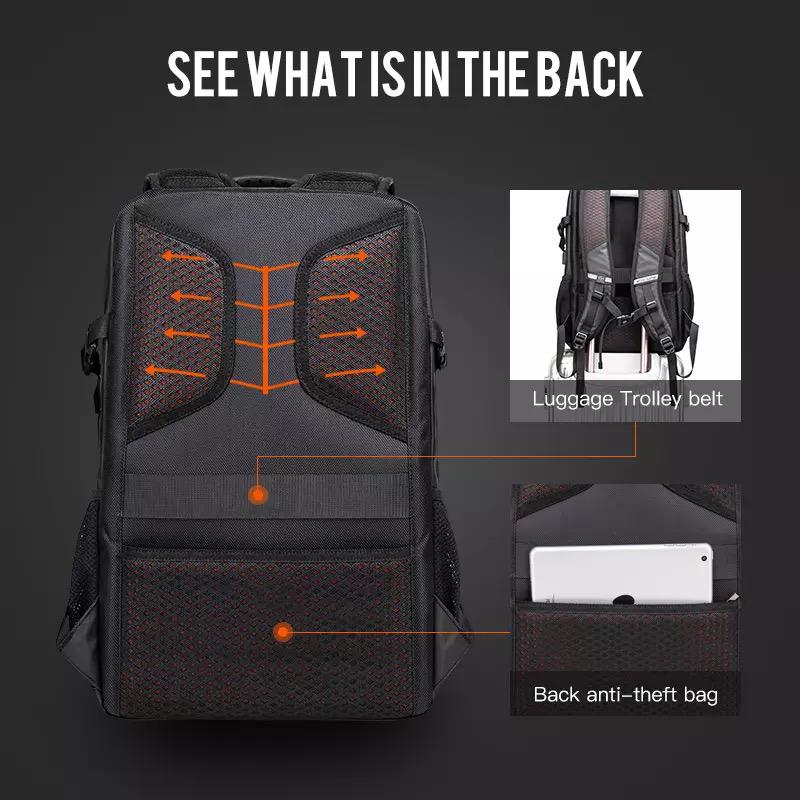 B00387 15.6 -Inch Multi Functional Travel Laptop Waterproof Backpack - Black