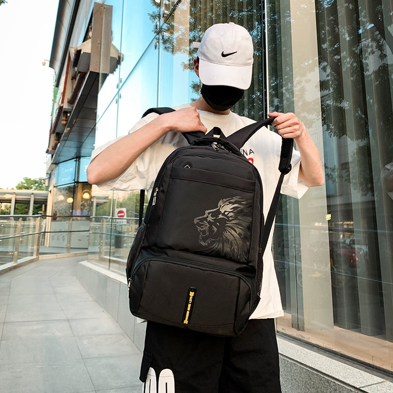 LION Casual Unisex Teenager Student Outdoor Waterproof Backpack, Black