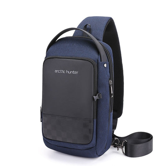 XB00105 Men Chest Crossbag USB Charging Sling Shoulder Bag Waterproof - Blue